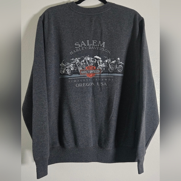 Harley Davidson Eagle Men Gray Crewneck Pullover Salem Oregon Size Large - Picture 3 of 7